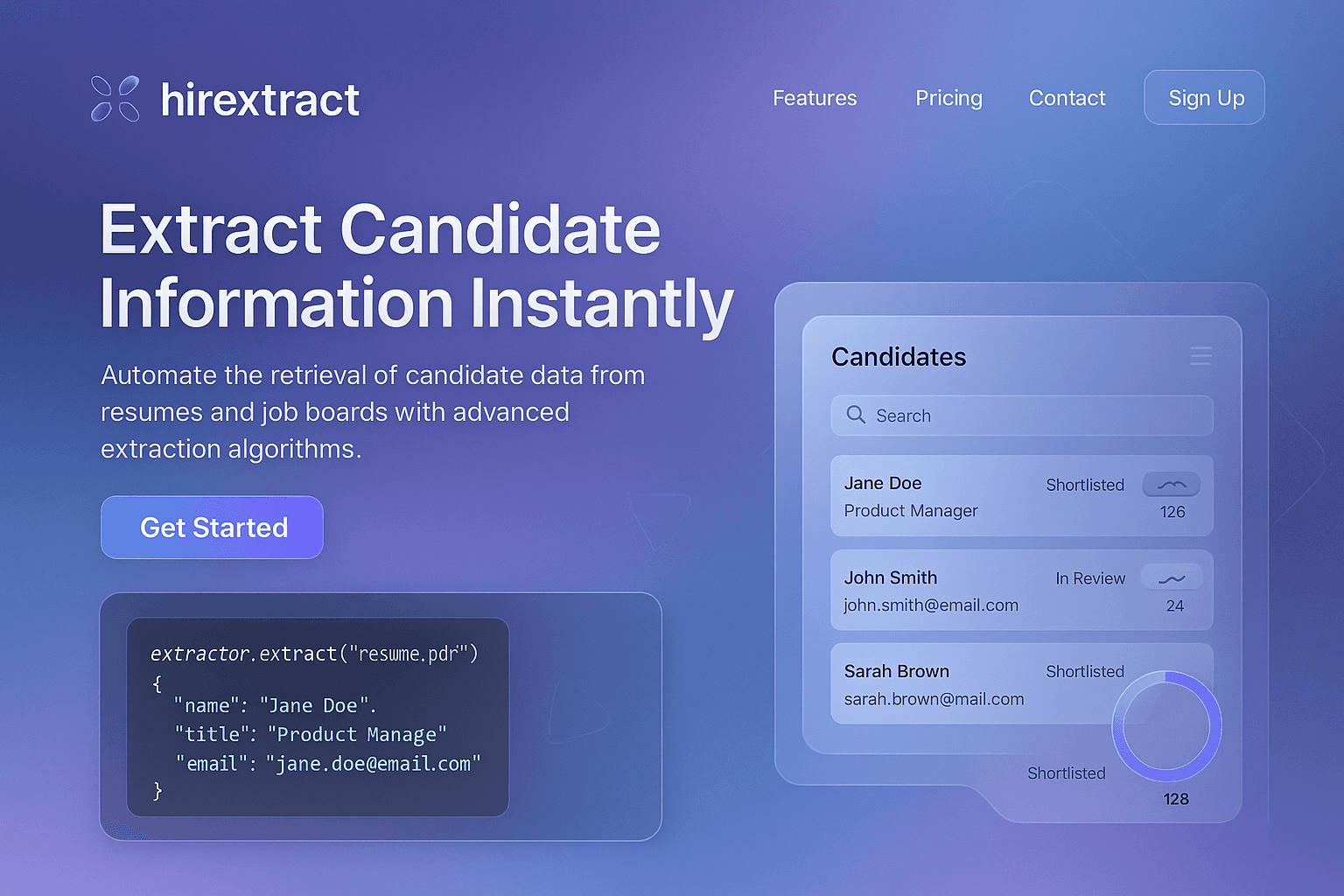 hirextract.com website mockup